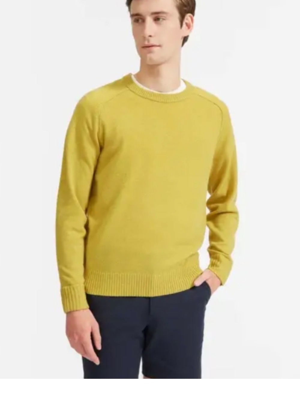 Everlane Men’s Medium Recycled Cashmere Mustard Wool Blend Crewneck Sweater